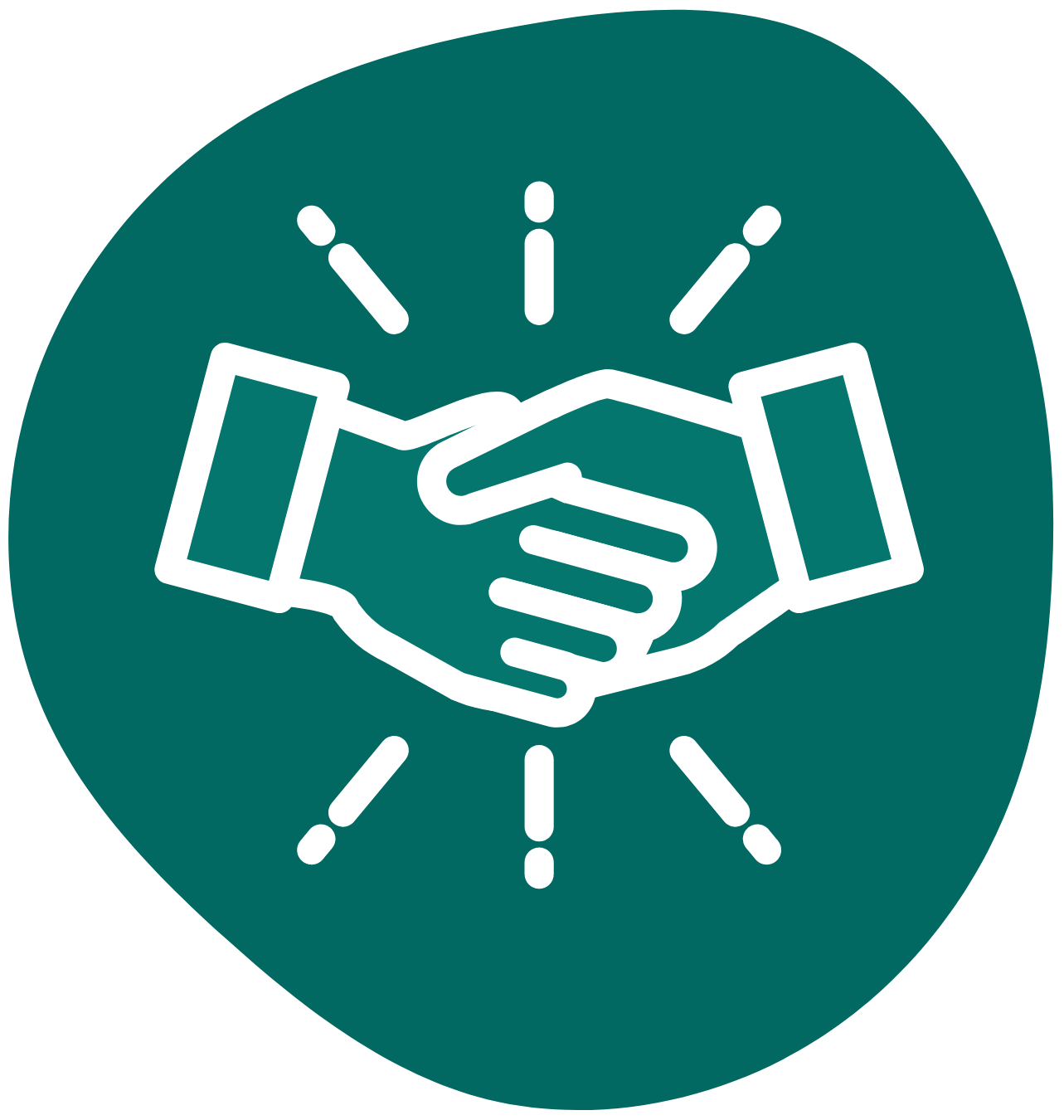 Icon of two hands shaking, to represent a person being onboarded.